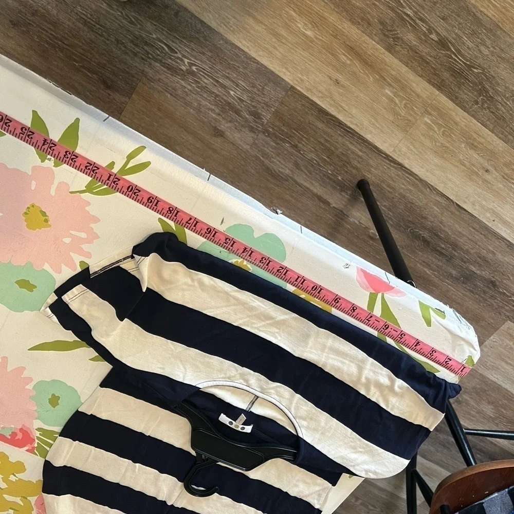 Three Dots South Hampton Striped Dress Small Navy Blue And White Striped